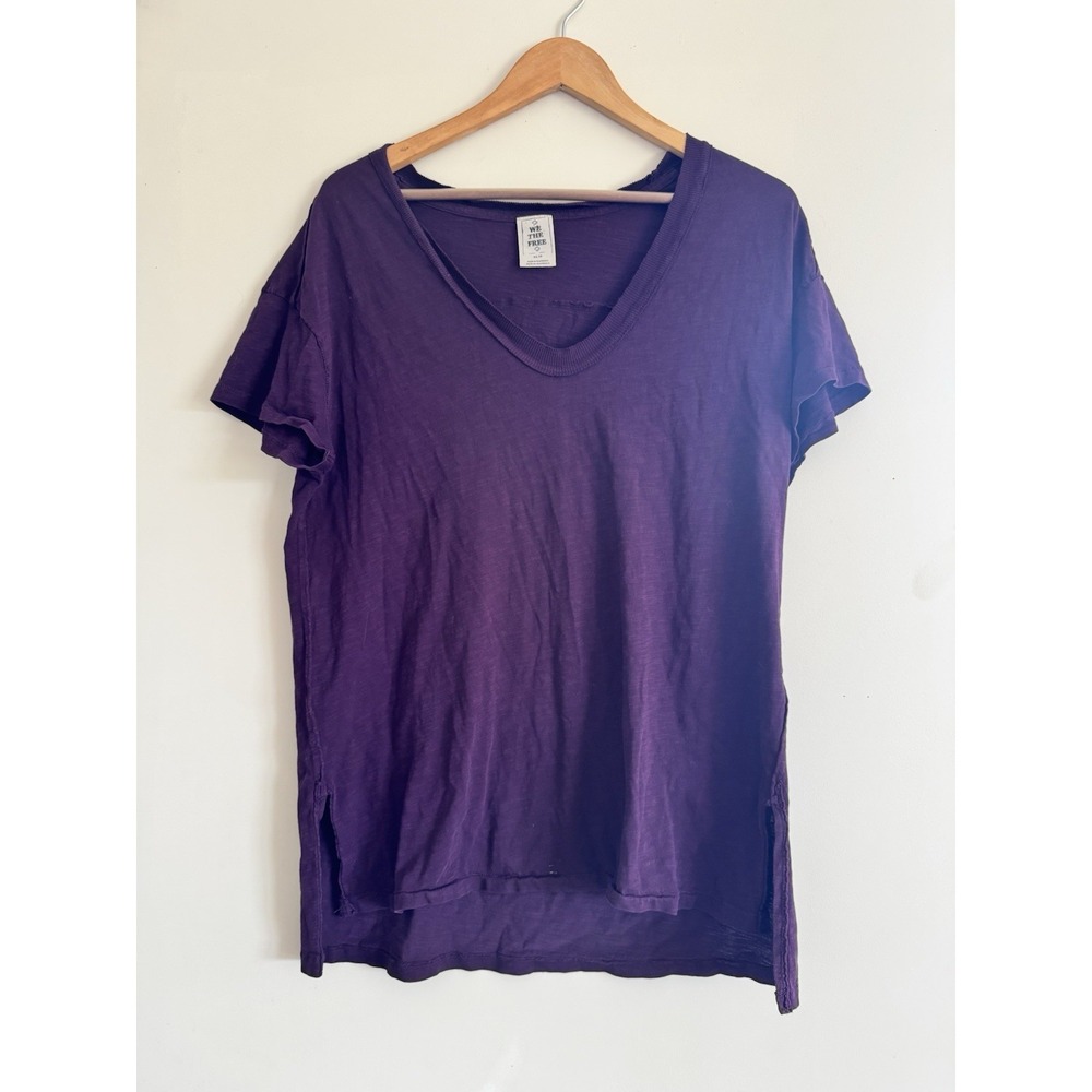 We The Free Xs Long Purple Tunic Blouse V Neck Shirt Top Tee Basic